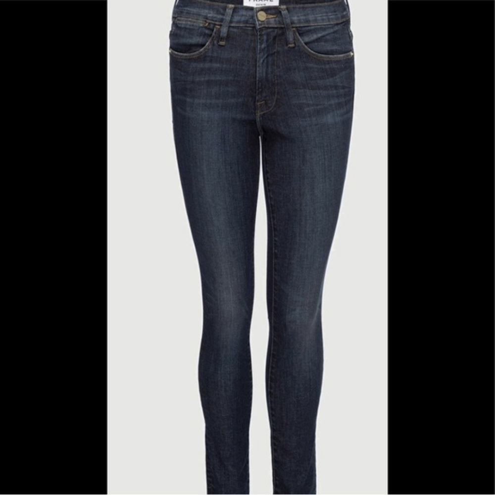Frame Le High Harvard Dark Wash Skinny Jeans 70s Denim Gift Retro School Travel - Picture 10 of 15